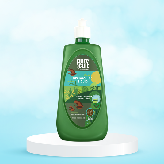 PureCult Dishwash Liquid With Sweet Orange & Lemon Essential Oil - Bottle (500 ml)