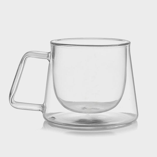 Insulated Double Wall Crystal Glass Cup/Mug with Handle