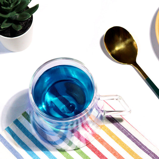 Insulated Double Wall Crystal Glass Cup/Mug with Handle