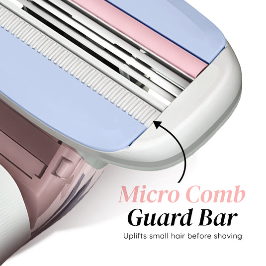 LetsShave Evior 3 Shaving Razor for Women, 1 HANDLE+ 2 BLADES Pack of 3, Infused with Orange Peel Extract, Shea Butter & Argan Oil, Full Body Hair Removal Razor for Women