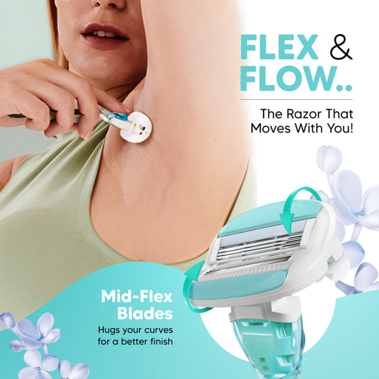 LetsShave Evior 6 Blade Refills for Women + Moisturising Band (Pack of 4 Blades)