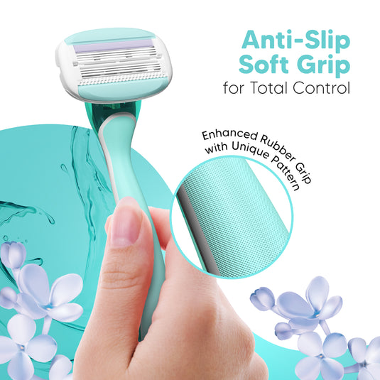 LetsShave Evior 6 Shaving Razor for Women | Mid-Flex Blades & Dual Moisture Bar infused with Aloe vera & Avacado | Smooth & Safe | Full-Body Hair Removal - Bikini, Arms, Legs & Sensitive Areas