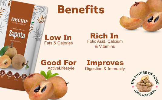 Freezze Dried Sapota (Chickoo) by Nectar Superfoods