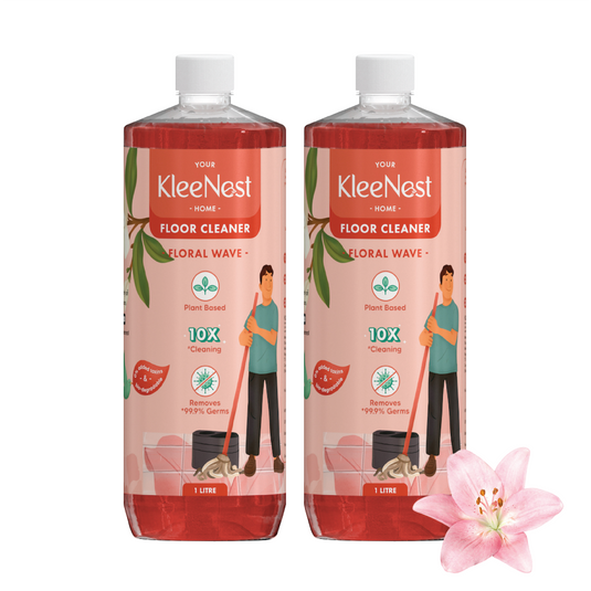 Kleenest Natural Eco-friendly Floor Cleaner Liquid 1 Litre ( Pack of 2)- Floral Wave