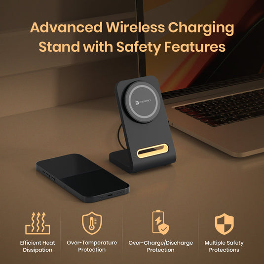 Portronics FLUX 15w wireless charging stand for iphone series| travel friendly wireless charger at best price| best iPhone wireless charger features