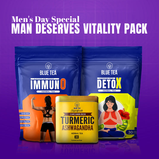 Man Deserves Vitality Pack | Detox, Immuno, and Turmeric Ashwagandha Herbal Infusion