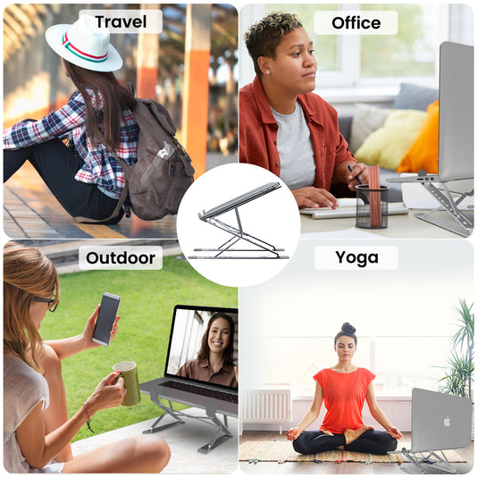 Silver Portronics My Buddy K Pro Adjustable Portable Laptop Stand for Table