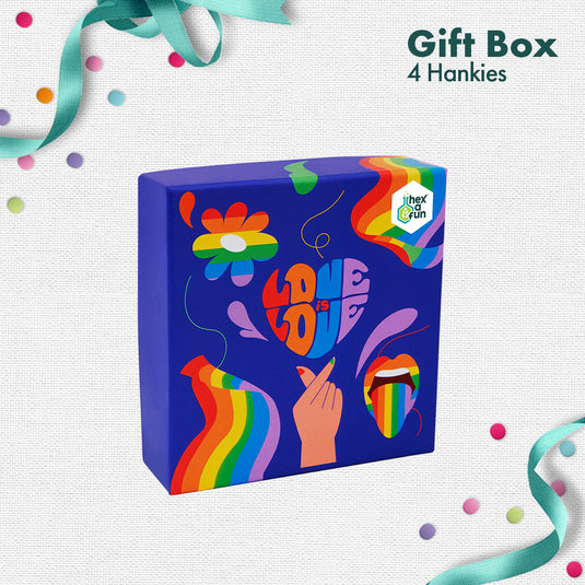 Rainbow Mood! Women's Hankies, 100% Organic Cotton, Gift Box of 4
