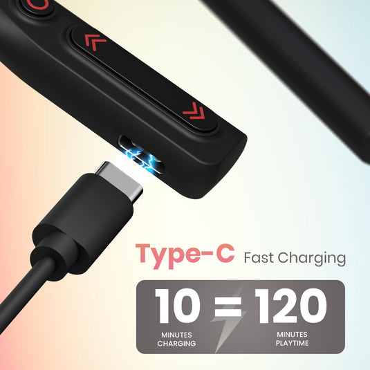 Portronics Harmonics Z11 wireless stereo neckband in-earphones| bluetooth neckband comes with type c fast charging port| bluetooth neckband at affordable price