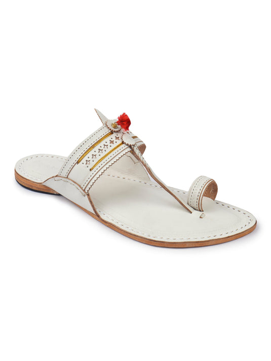 Authentic White Kolhapuri Chappal.
