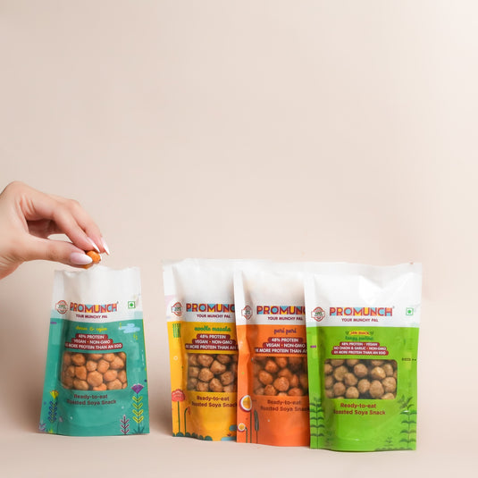 PROMUNCH Travel Combo Pack (Tangy Pudina x 3 ,Peri Peri x 3,Noodle Masala x 3) 30gm x 9