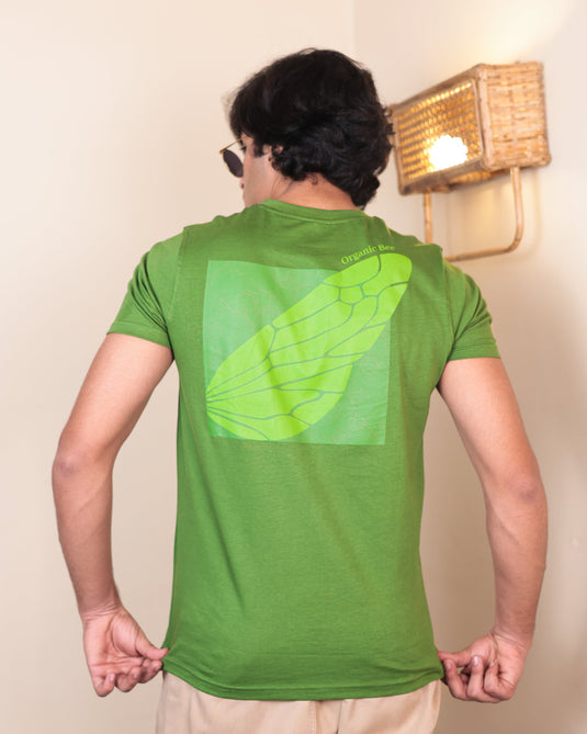 Graphic Olive Green Crew Neck T-Shirt