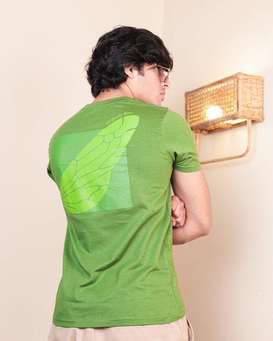 Graphic Olive Green Crew Neck T-Shirt