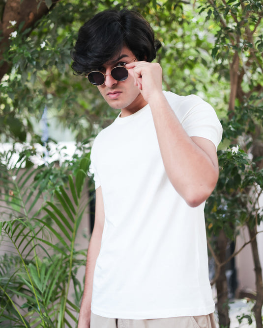 Clean Ivory Crew Neck T-Shirt