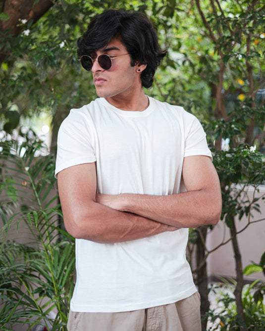 Clean Ivory Crew Neck T-Shirt