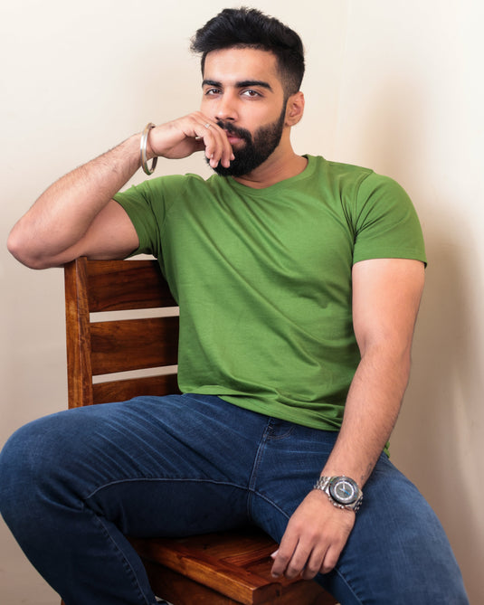 Clean Olive Green Crew Neck T-Shirt