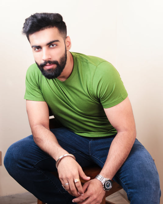 Clean Olive Green Crew Neck T-Shirt