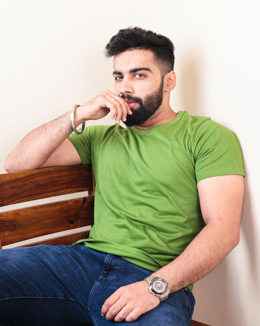 Clean Olive Green Crew Neck T-Shirt