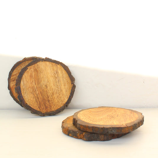 Wooden Bark Coasters (Set of 4)