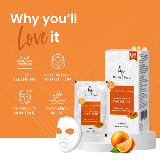 Skin Lightening Vitamin C & Glutathione Facial Kit, Face Wash and Bleach
