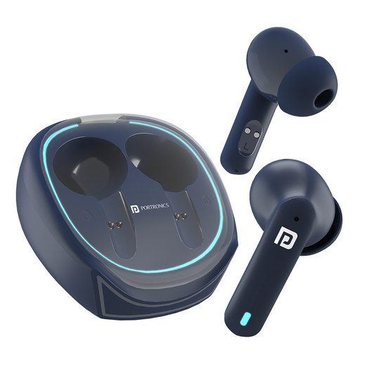 Blue Portronics harmoncis twins s11 bluetooth earbuds| wireless earbuds online| best earbuds at low price