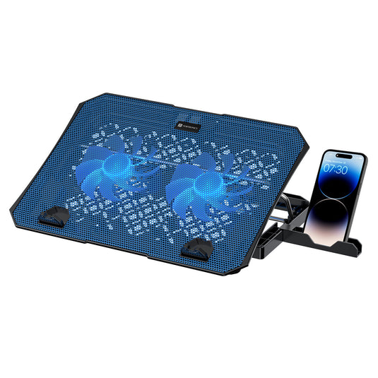 Blue Portronics My Buddy Air 2 Laptop Cooling Pad | laptop stand with fan| gaming laptop stand with fan| laptop stand with mobile stand