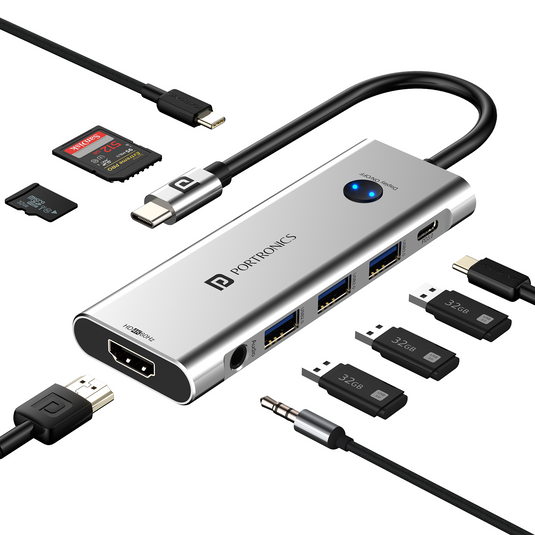 Portronics Latest Mport One 9-in-1 USB Hub With HDMI Port| USB hub with multiport| best usb hub port