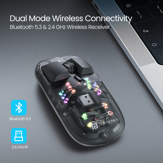 Portronics Toad 5 Wireless Mouse for Laptop & PC with Dual Connectivity Type C port Mouse 2.4 GHz and bluetooth 5.1| wireless mouse with multiple device connectivity| bluetooth mouse for laptop online