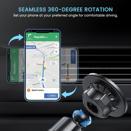 black Portronics MoGun 2 magnetic car Phone holder with 360 degree rotation