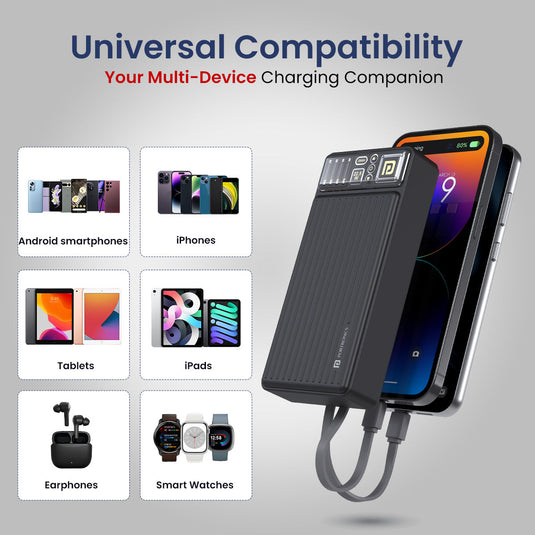 Portronics Luxcell bind 20K 20000mah 22.5w fast charging power bank with 22.5w wired charging| power bank for all devices