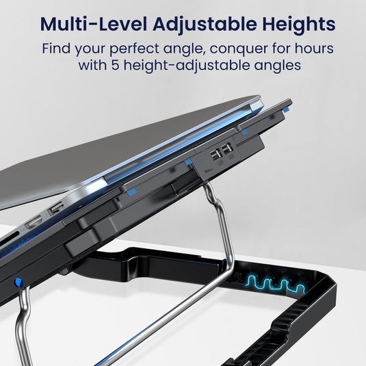 Blue Portronics My Buddy Air 2 Laptop Cooling Pad | laptop stand| gaming laptop stand with fan| gaming laptop table with fan| laptop stand with adjustable height