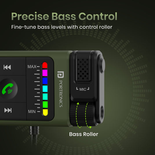 Black Portronics auto tune car bluetooth receiver| car accessories at best price| best car bluetooth| bluetooth receiver for car come with bass level controller