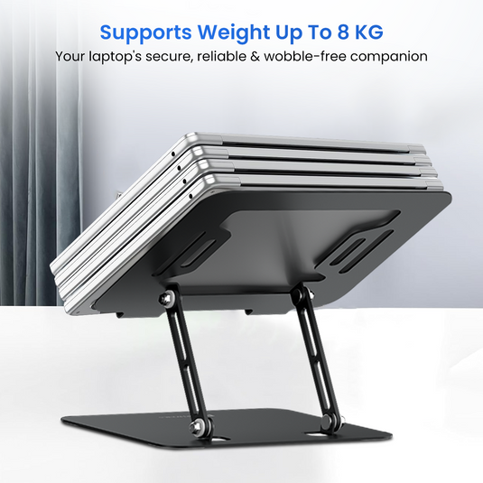 Black Portronics My Buddy K3 Pro durable metal laptop stand support