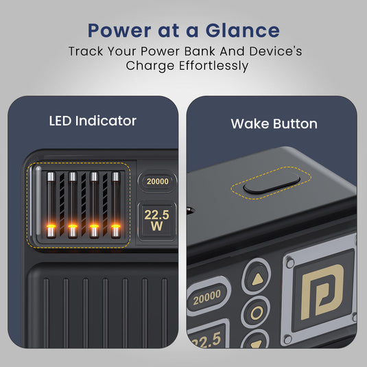 Portronics Luxcell bind 20K 20000mah Power bank with transparent display| slimmest Power bank for student