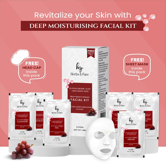 Deep Moisturising Red Grapes & Hyaluronic Acid Facial Kit, Face Wash and Bleach