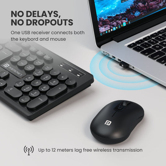 Black Portronics Key6 Wireless Mouse and Keyboard compact in size| Wireless keyboard for desktop at online
