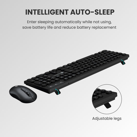 Black Portronics Key6 combo Wireless laptop Keyboard and Mouse in slim design| Get your keyboard and mouse combo online under 2000