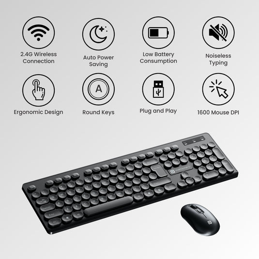 black Portronics Key6 combo Wireless laptop Keyboard and Mouse in multi functions