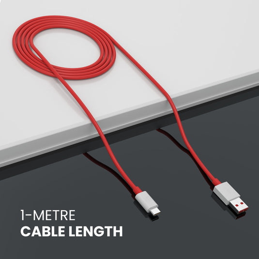 Red Portronics Konnect Dash Pro fast charging cable 1 meter long