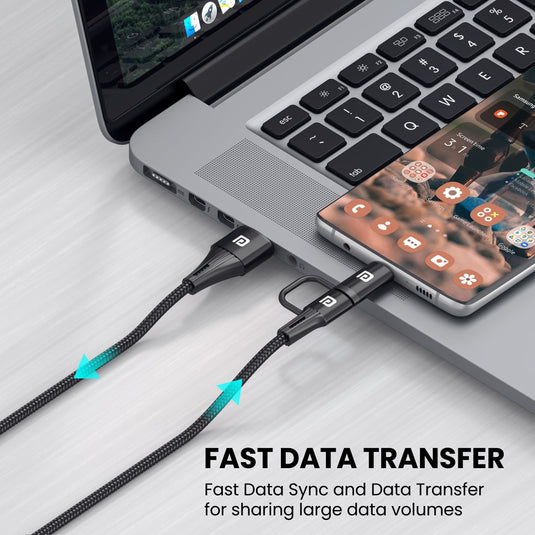 Black Portronics Konnect J7 Dual headed Cable Micro and Type C Cable fast data transfer