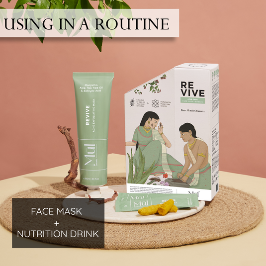 USE THE ACNE COMBO ROUTINE IWTH A FACEMASK AND THE NUTRITION MIX