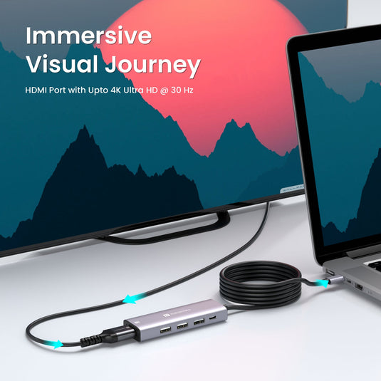 Portronics Mport 32, 5-in-1 USB-C Hub with 4K HDMI Port| best HDMI Port at discount rate