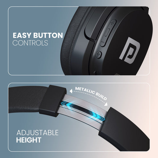 portronics bluetooth headphones Muff M4 comes with button control| bluetooth headphones with ANC| bluetooth headphones Muff M4 with height adjustable
