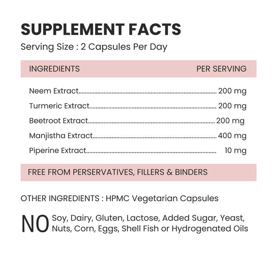Blood Detox with Manjistha, Curcumin (Turmeric Extract), Neem, & Beetroot