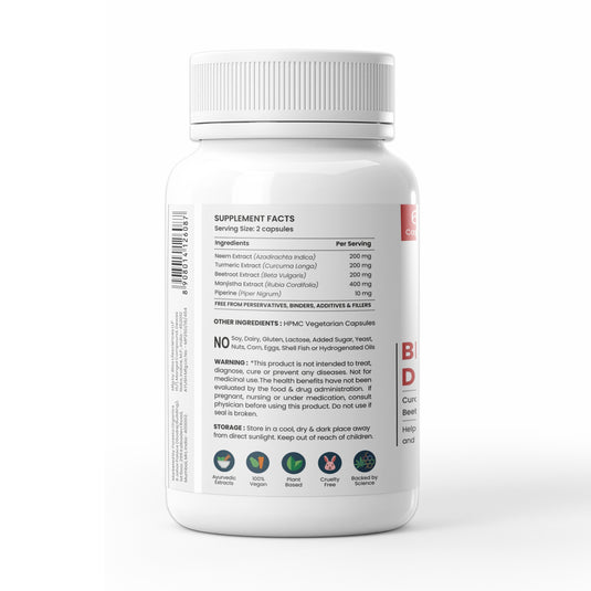Blood Detox with Manjistha, Curcumin (Turmeric Extract), Neem, & Beetroot
