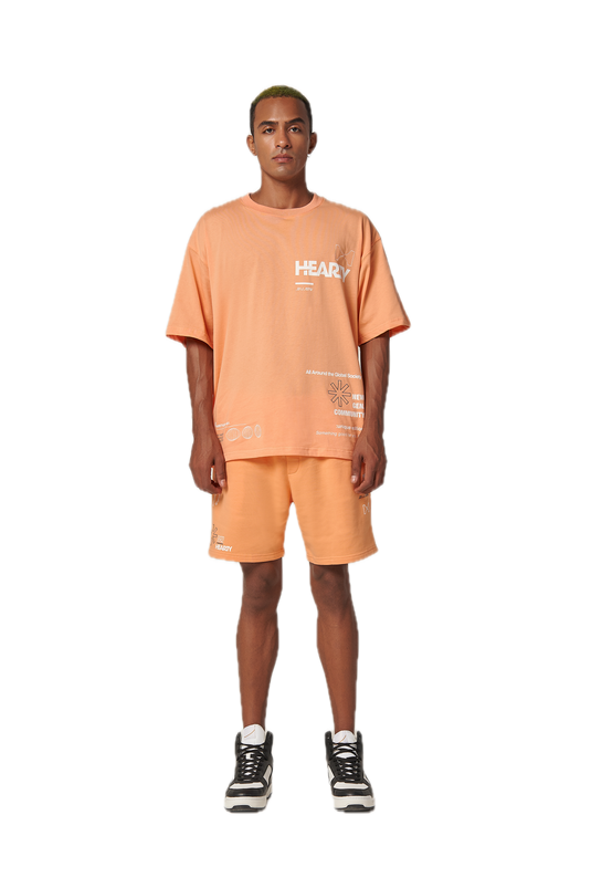 HEARTY GLOBAL COMMUNITY T-SHIRT - SOFT ORANGE (UNISEX)