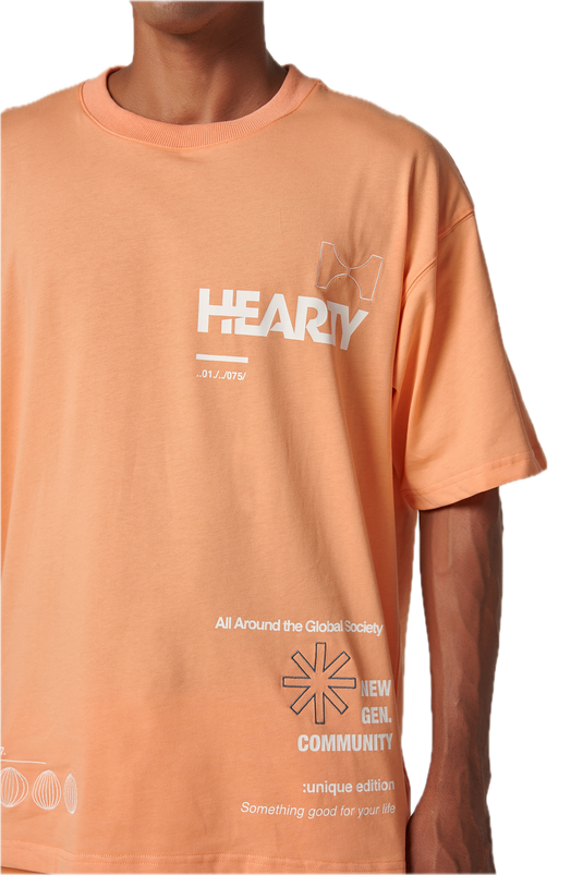 HEARTY GLOBAL COMMUNITY T-SHIRT - SOFT ORANGE (UNISEX)