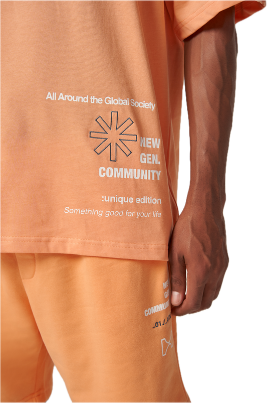 HEARTY GLOBAL COMMUNITY T-SHIRT - SOFT ORANGE (UNISEX)