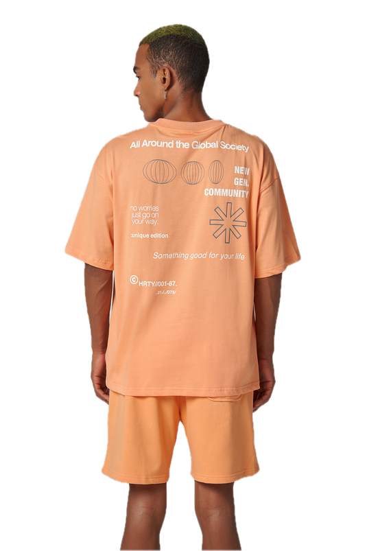 HEARTY GLOBAL COMMUNITY T-SHIRT - SOFT ORANGE (UNISEX)