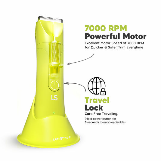LetsShave Trimmer Men for Private Parts | Waterproof Body Groomer with Skin-Safe Ceramic Blades | LED Spotlight | Groin Trimmer, Body Trimmer for Man, Body Groomer for Men